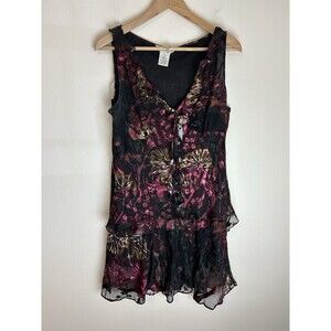 Velvet Floral Burnout Ruffle Top Whimsigoth Fairy Romantic Size M Set Skirt Vtg
